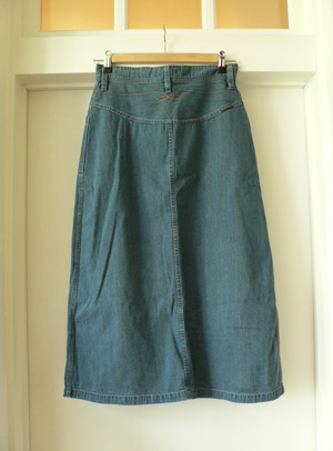 [ BLUE BLUE ] LT DENIM USED WASH LONG SKIRT